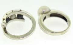 Set of 2 Pearl Sterling Silver Rings