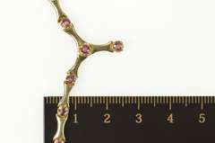 14K Yellow Gold Ruby Encrusted Curved Bar Link Chevron Necklace