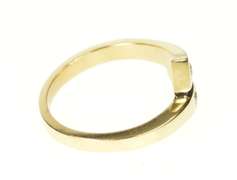 14K Yellow Gold Retro Diamond Inset Black Enamel Bypass Ring