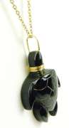 Signed Carved Turtle Pendant & Chain