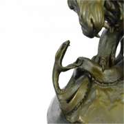 Lion and Snake Bronze Sculpture on Marble Base Statue