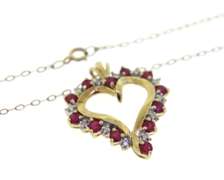 Lovely Ruby & Diamond Accent Open Heart Necklace