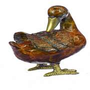 Standing Duck Brass Cold Painted Bird Sculpture