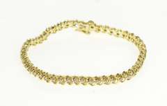 14K Yellow Gold 2.94 Ctw Wavy Link Diamond Tennis Bracelet