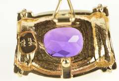 14K Yellow Gold Faceted Amethyst Ornate Statement Slide Pendant