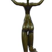 Nude Girl Bronze Sculpture on Marble Base Statue