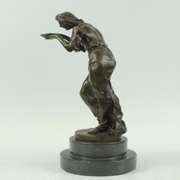 Fashion Woman Drinking Bronze Statue