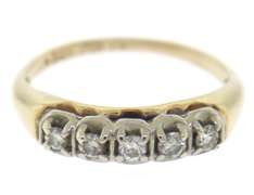 Vintage Yellow Gold Diamond 5 Stone Ring