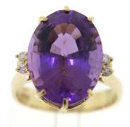 Pleasing Oval Amethyst & Diamond Accent Ring