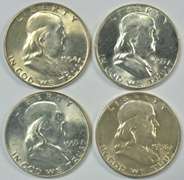 4 Choice to Gem BU Franklin Half Dollars