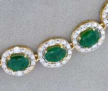 Awesome 37.36CTW Emerald & Diamond Necklace in Vermeil