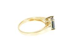 10K Yellow Gold Emerald Syn. Sapphire CZ Statement Ring