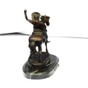 Native American on Horse with Spear Bronze Sculpture