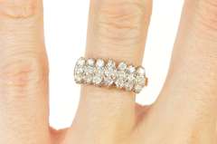 10K Yellow Gold 0.84 Ctw Diamond Row Cluster Statement Ring