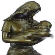 Breast Feeding Mother Baby Nursing Infant Bronze Statue