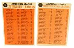 2 1962 A.L. Strikeout & Win Leaders Baseball Cards