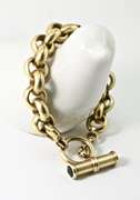 Fashionable 14K Chunky Textured Toggle Bracelet