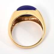 Tasteful Man's Cabochon Lapis Ring in 14k yellow gold weighing 6.3 grams.