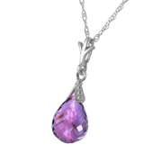 Solid White Gold Necklace Briolette Purple Amethyst