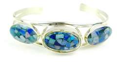 Colorful Mosaic Opal Sterling Silver Cuff