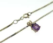 Set of Amethyst Necklace, Ring and Earrings