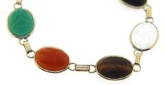 Sterling Silver Multi Stone Scarab Bracelet