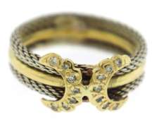 Unique 18kt Two-Tone Gold & Diamond Accent Buckle Ring