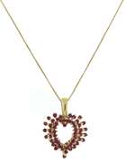 Gorgeous Ruby Spray Style Heart Necklace