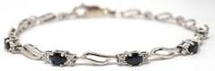 14KT Blue Sapphire Bracelet with Diamond Chips