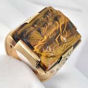 Vintage Man's Carved Tiger's Eye Ring