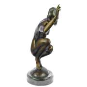 Nudist Performer Bronze Sculpture on Marble Base Statue