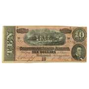 $10 Confederate Note Feb 17 1864 Uncirculated