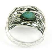 Signed Sterling Branch Ring with Turquoise, Size 10
