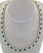 Ravishing Emerald & Diamond Necklace in Vermeil