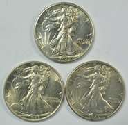 Choice BU 1942, 1943, & 1945 Walking Liberty Halves