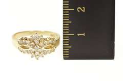 14K Yellow Gold 0.48 Ctw Diamond Scalloped Cluster Engagement Ring