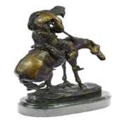 Indian Man with Spear on Horse Bronze Sculpture
