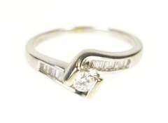 14K White Gold 0.58 Ctw Diamond Baguette Bypass Engagement Ring