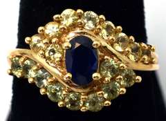 Glittering Sapphire & Topaz Ring in 14KT Yellow Gold