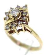 Glowing RBC Center & Halo Diamond Swirl Ring
