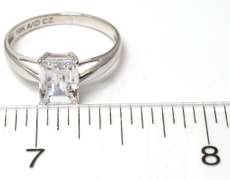 Emerald Cut CZ Ring in White Gold