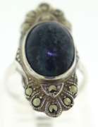 Sterling Silver Blue Stone & Marcasite Ring