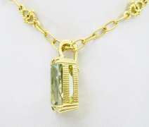 Rare Green Amethyst & Diamond Pendant Necklace in 18k