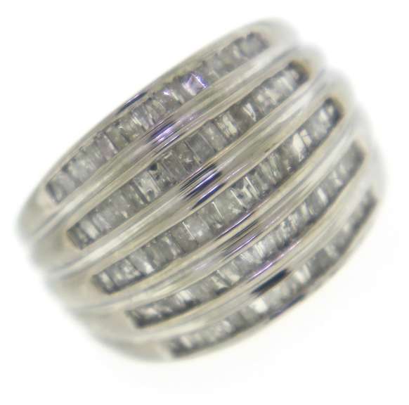 Dazzling White Gold Baguette Diamond Wide Ring