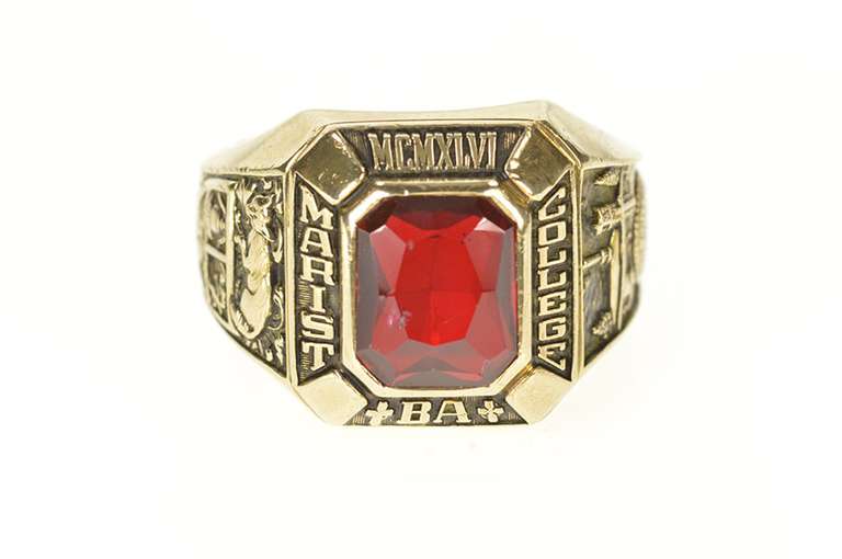 10K Yellow Gold 1969 Marist College Ornate Men's Class Ring