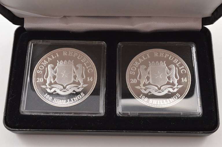 2014 Somalia 100 Shillings 1 Oz Silver Colored 2 Coin Day & Night Ed.