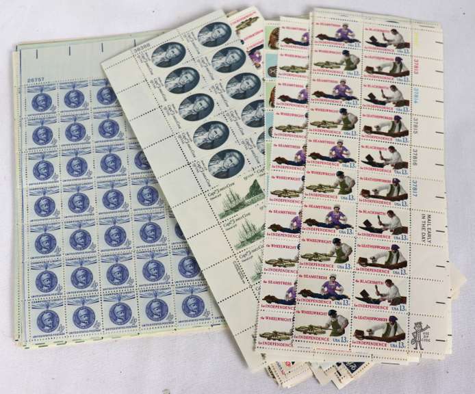 $129.40 Face Value Mint 1-5 Cent US Sheets & 13 Cent  Pl Blocks