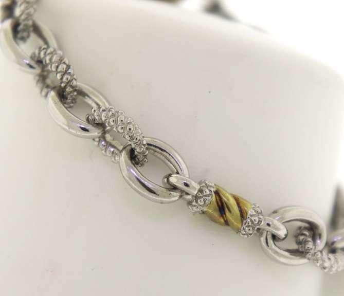 925/18kt Textured Link Bracelet