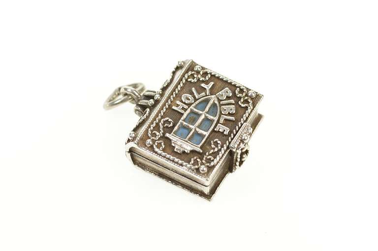 Sterling Silver 3D Bible Virgin Mother Jesus Articulated Charm/Pendant