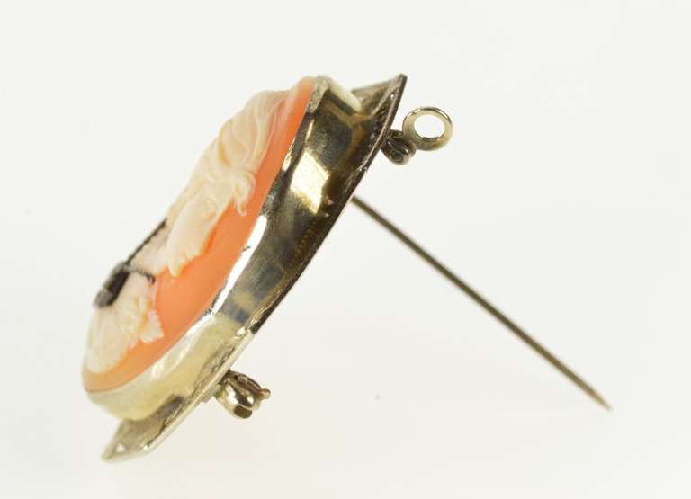 14K White Gold Filigree Diamond Necklace Victorian Cameo Pendant/Pin